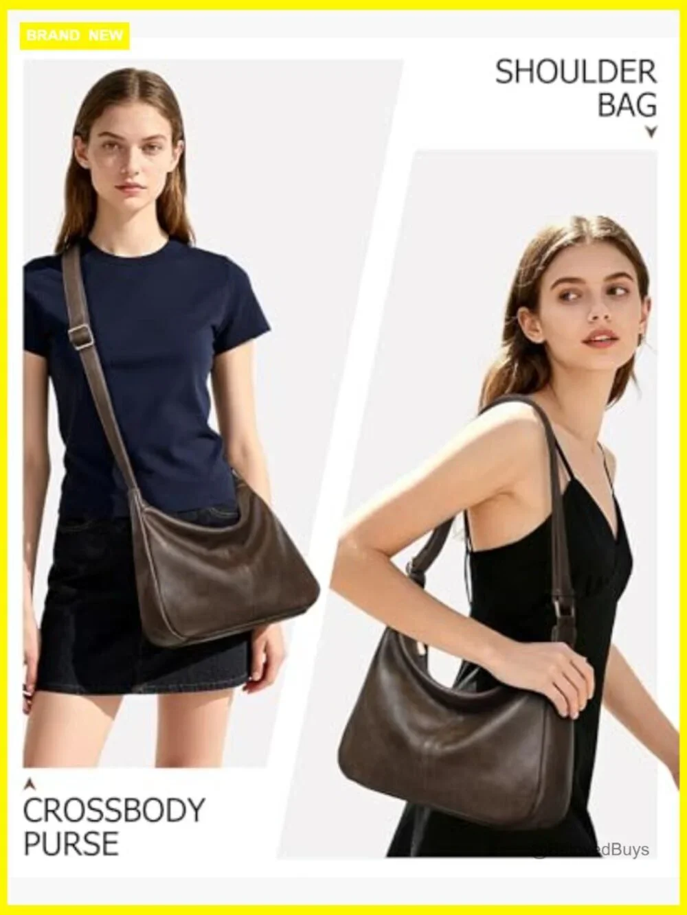 Soft Vegan Leather Hobo Bag Slouchy Crossbody Shoulder Tote Set with Mini Pouch